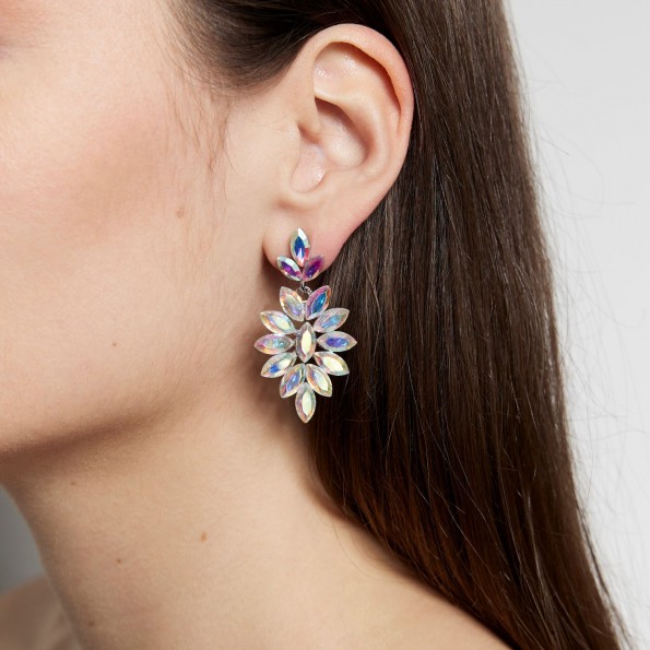 evening earrings - Medium iridescent crystal dangling earrings EARRINGS