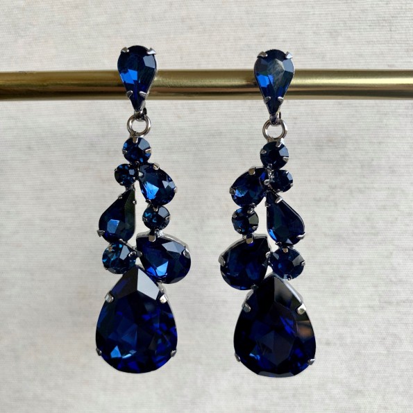 γυναικεια κοσμηματα - χειροποιητα κοσμηματα - σκουλαρικια βραδινα - σκουλαρικια με μπλε πετρες