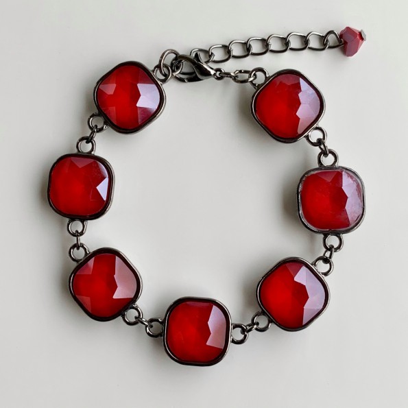 handmade bracelets - Bracelet with crystal stones - Red BRACELETS  Γυναικεια Κοσμηματα roihandmade.com