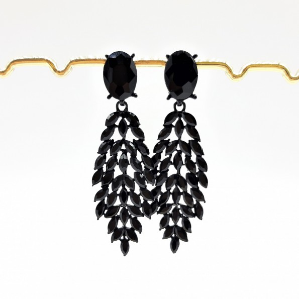 evening earrings - long earrings handmade black