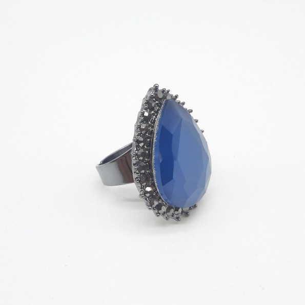 γυναικεια κοσμηματα - Δαχτυλίδι κρύσταλλο μπλε δάκρυ ΔΑΧΤΥΛΙΔΙΑ Γυναικεια Κοσμηματα roihandmade.com