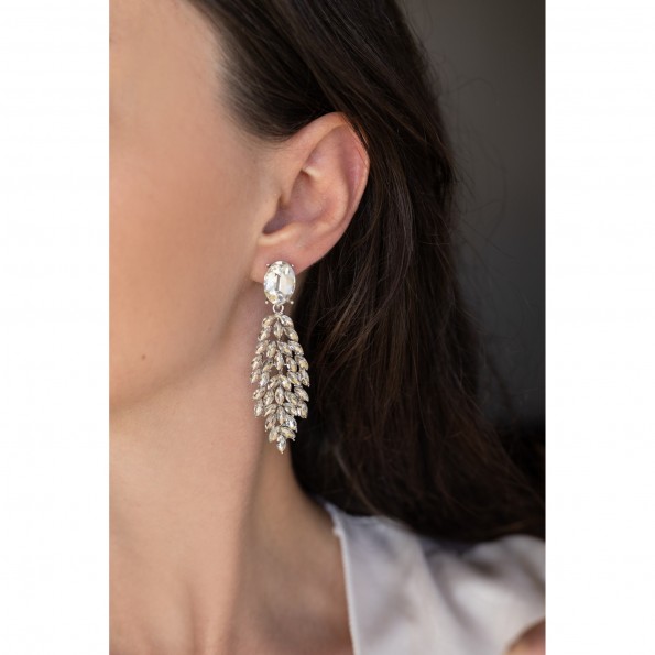 evening earrings - Earrings impressive medium crystals small white EARRINGS