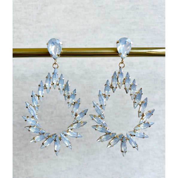 evening earrings - Evening earrings impressive white opal gold EARRINGS
