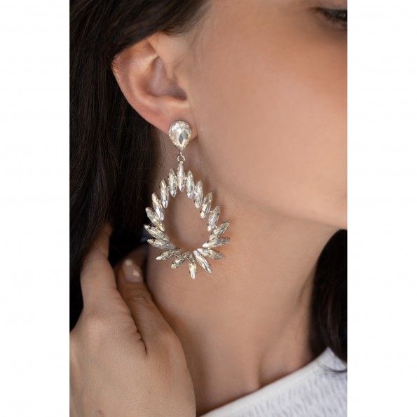 Impressive white crystal evening earrings EARRINGS