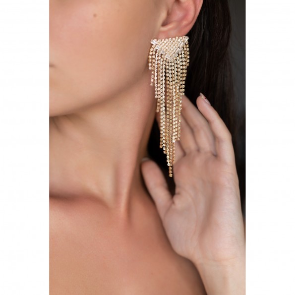 γυναικεια κοσμηματα - σκουλαρικια βραδινα - Σκουλαρίκια μακριά εντυπωσιακά λευκά κρύσταλλα E0009 ΣΚΟΥΛΑΡΙΚΙΑ