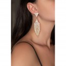 evening earrings - Long pyramid earrings white zircons and sequins EARRINGS