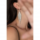 evening earrings - Earrings long studded line white zircons EARRINGS