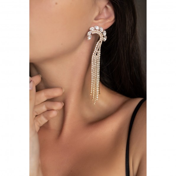 Long impressive white crystal earrings EARRINGS