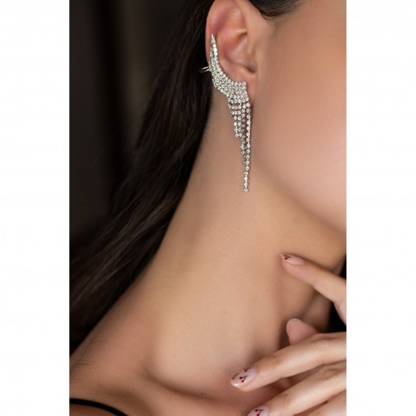 evening earrings - Earrings ear-climbers wings white EARRINGS