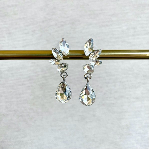 evening earrings - Earrings short impressive white silver EARRINGS