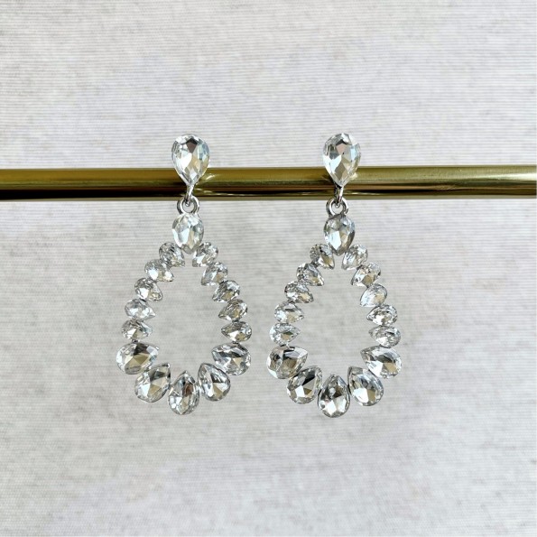 evening earrings - Crystal white medium drop earrings EARRINGS