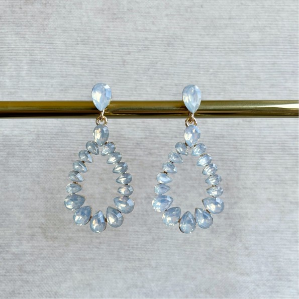 evening earrings - Medium stunning drop earrings white opal EARRINGS