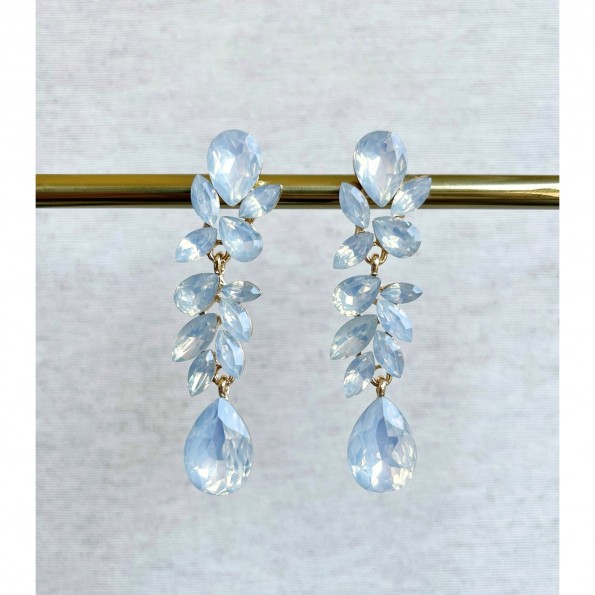 evening earrings - Long earrings impressive white opal gold EARRINGS
