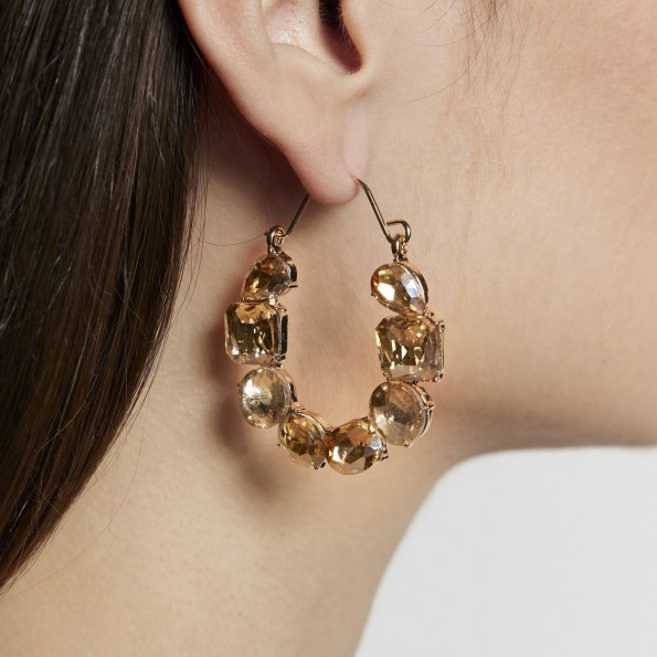 evening earrings - Golden shadow crystal hoop earrings EARRINGS