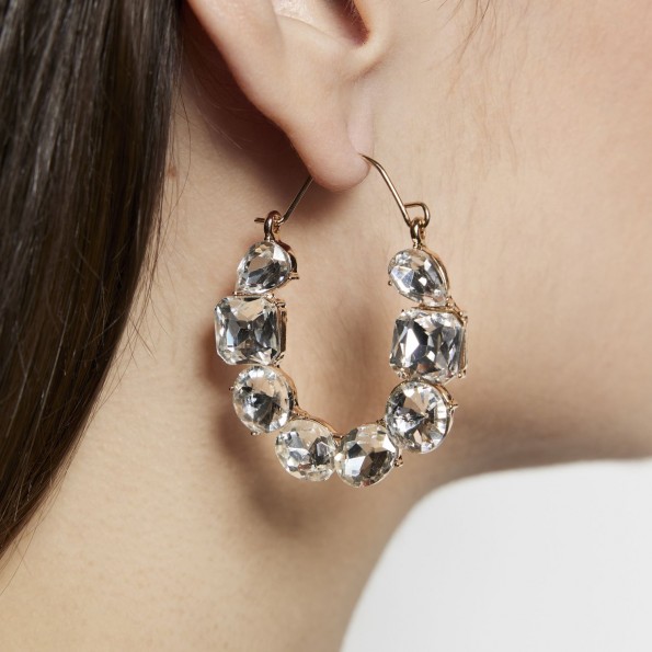 White crystal hoop earrings EARRINGS