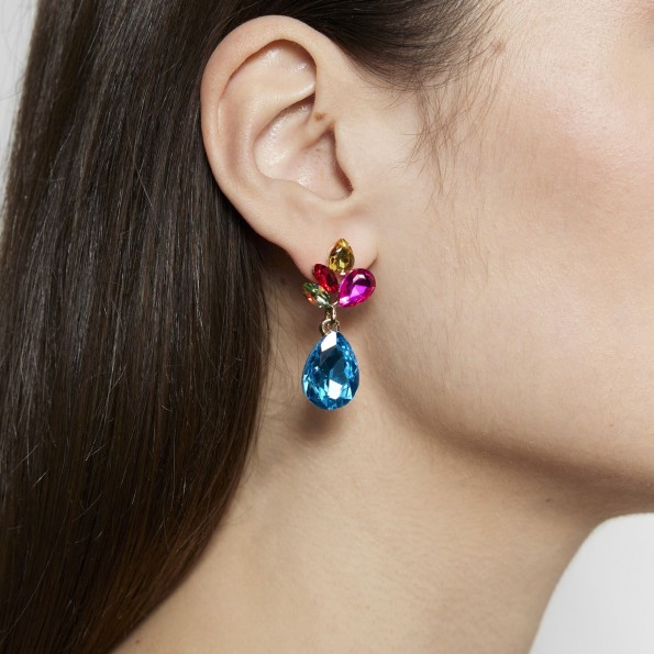 evening earrings - Short colorful crystal earrings EARRINGS