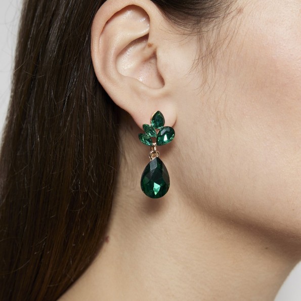 evening earrings - Short emerald crystal earrings EARRINGS