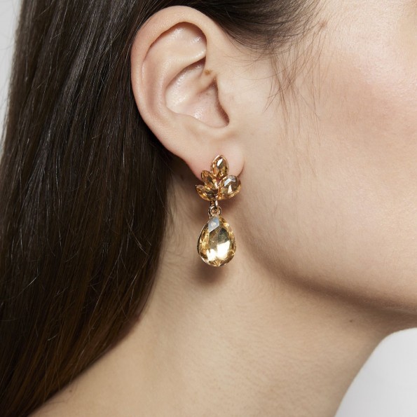 evening earrings - Golden shadow short crystal earrings EARRINGS