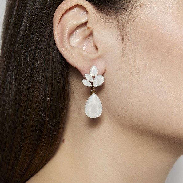 evening earrings - Short crystal white opal earrings EARRINGS