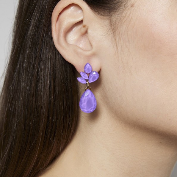evening earrings - Lilac short crystal earrings EARRINGS