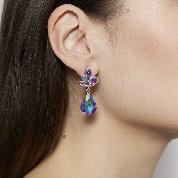 evening earrings - Short iridescent crystal earrings EARRINGS