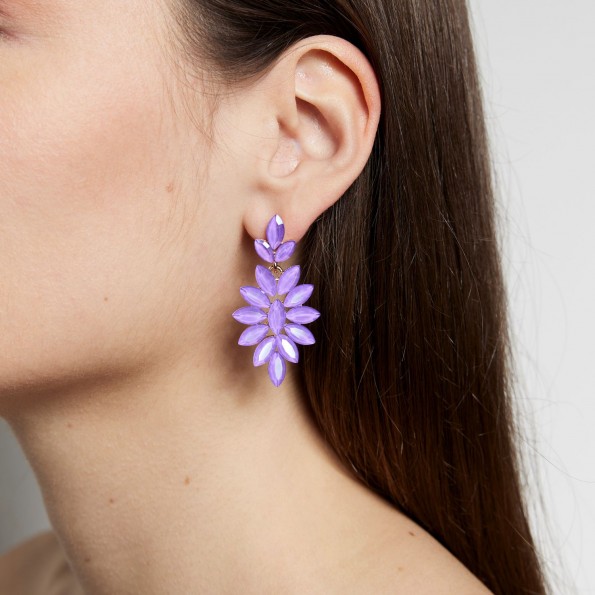 evening earrings - Medium lilac crystal dangling earrings EARRINGS