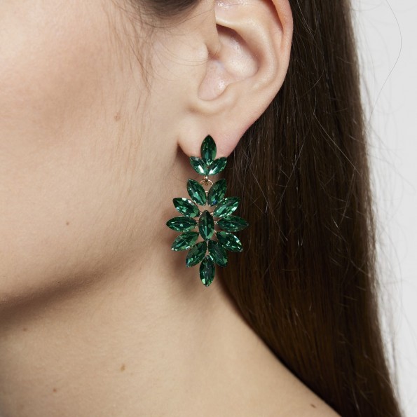 Medium green crystal dangling earrings EARRINGS