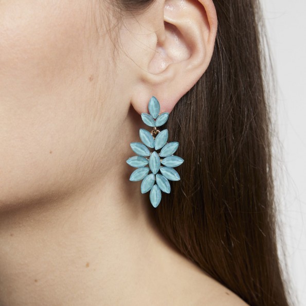 evening earrings - Medium turquoise crystal dangling earrings EARRINGS