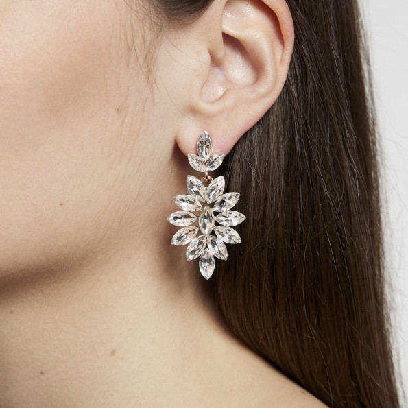 evening earrings - Medium white clear crystal dangle earrings EARRINGS
