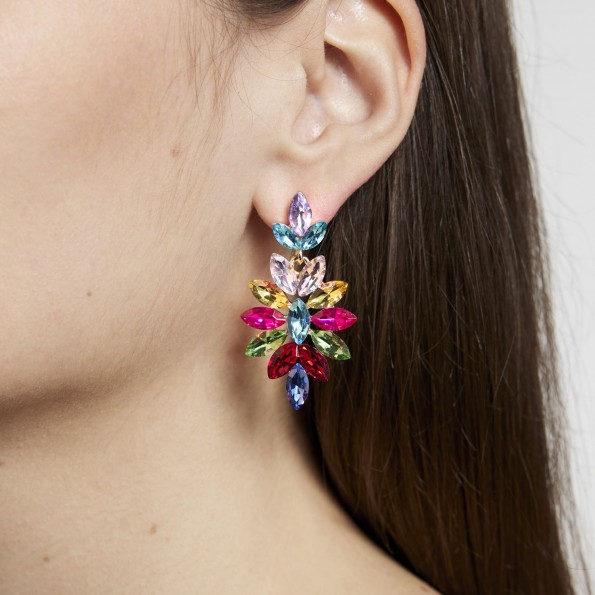evening earrings - Medium colorful crystal dangling earrings EARRINGS