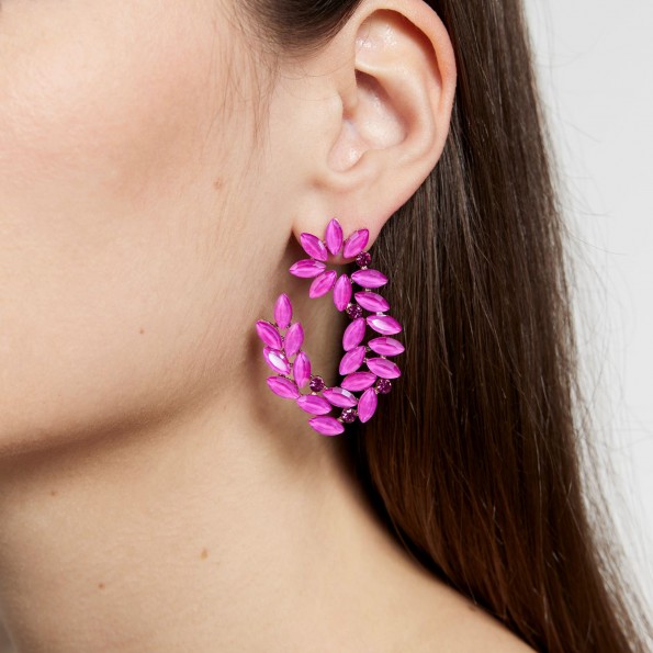 evening earrings - Fuchsia evening crystal stud earrings EARRINGS