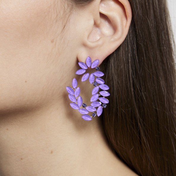 evening earrings - Lilac crystal evening stud earrings EARRINGS
