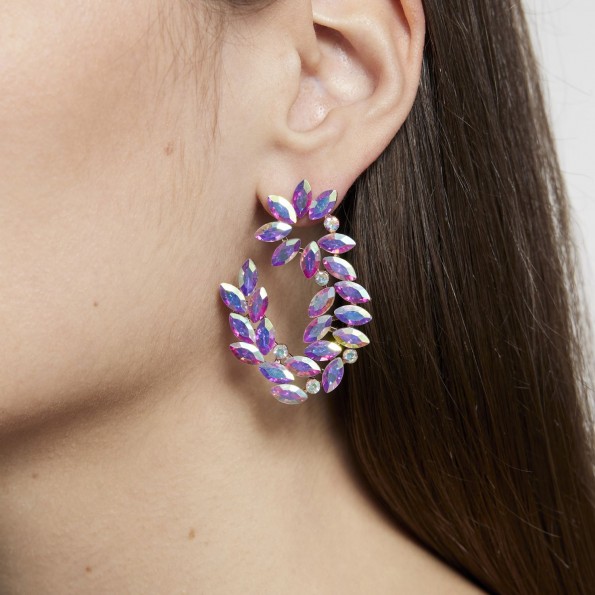 evening earrings - Iridescent crystal evening stud earrings EARRINGS