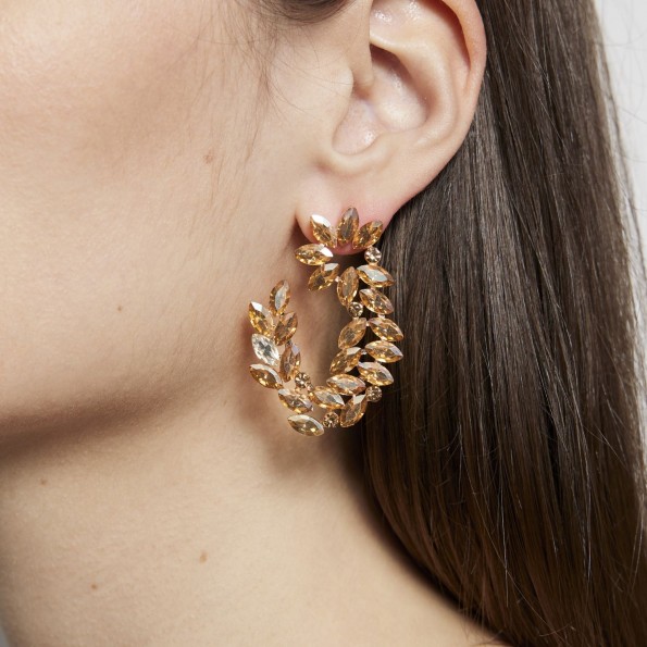 evening earrings - Golden shadow crystal evening stud earrings EARRINGS