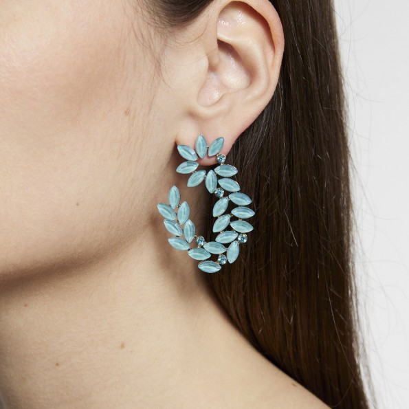 evening earrings - Turquoise crystal evening stud earrings EARRINGS