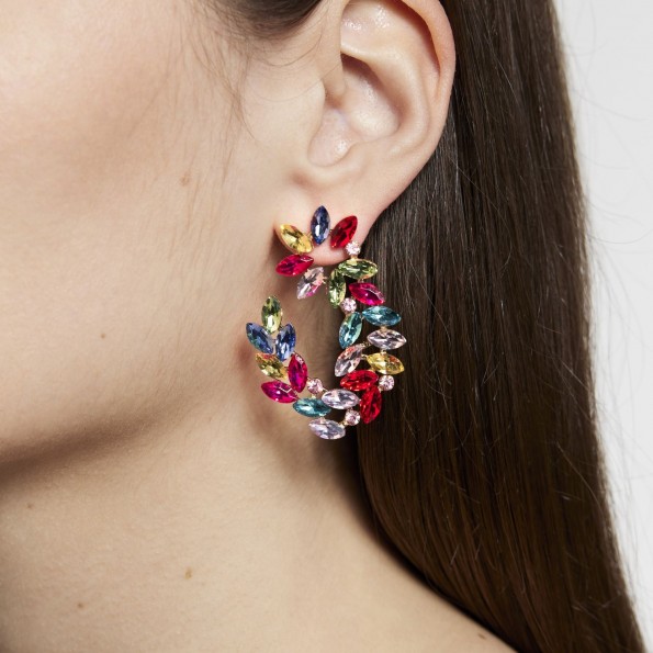 Multicolored crystal studded evening earrings EARRINGS