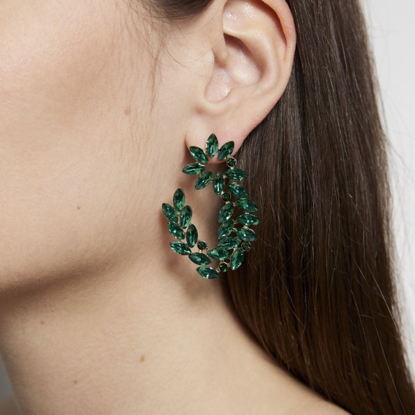 evening earrings - Emerald crystal evening stud earrings EARRINGS