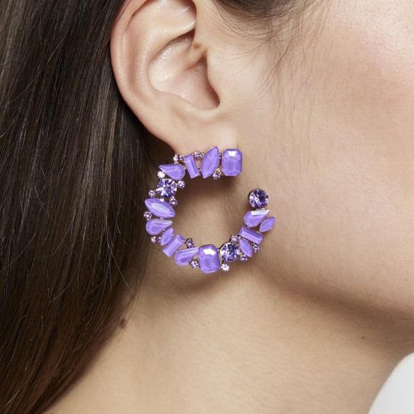 evening earrings - Saturn earrings lilac crystals EARRINGS