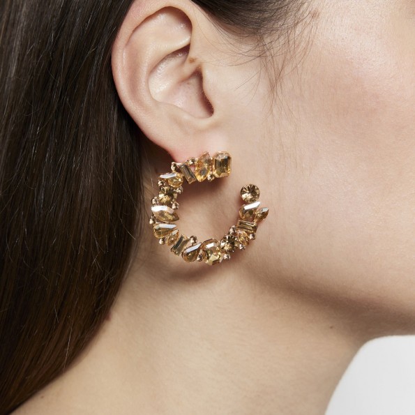 evening earrings - Saturn earrings golden shadow crystals EARRINGS