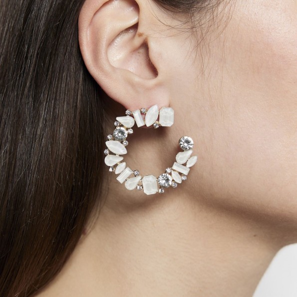 evening earrings - Saturn earrings white opal crystals EARRINGS