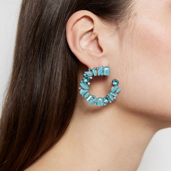 evening earrings - Saturn earrings turquoise crystals EARRINGS