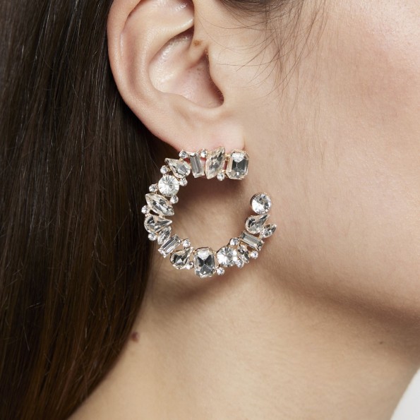 evening earrings - Saturn earrings white crystals EARRINGS