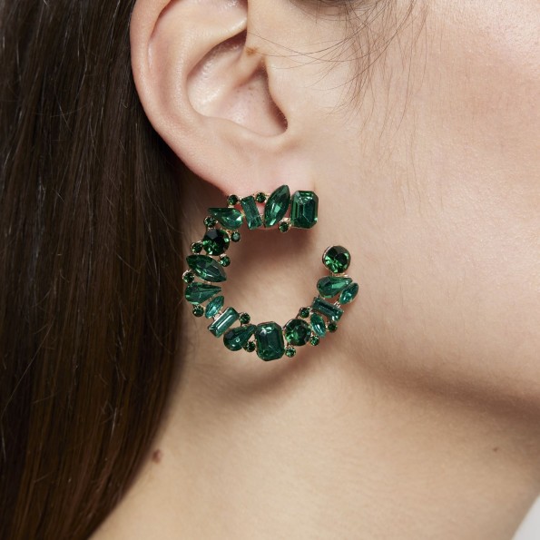 evening earrings - Saturn emerald crystal earrings EARRINGS