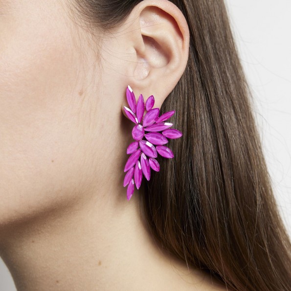 evening earrings - Fuchsia crystal stud earrings EARRINGS
