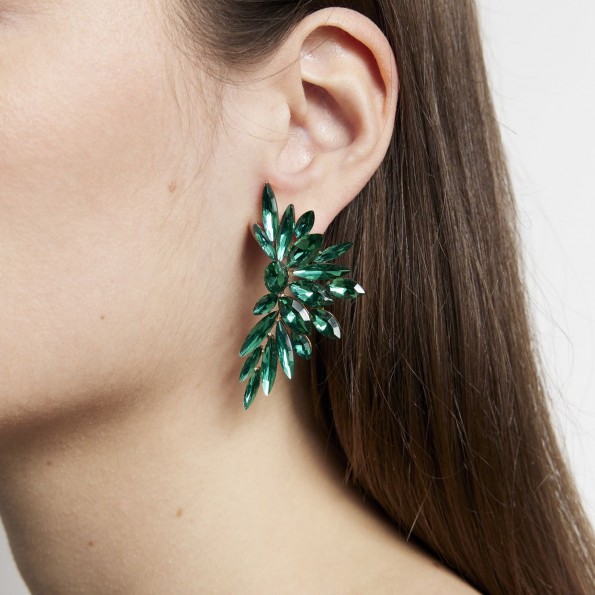 evening earrings - Emerald crystal stud earrings EARRINGS