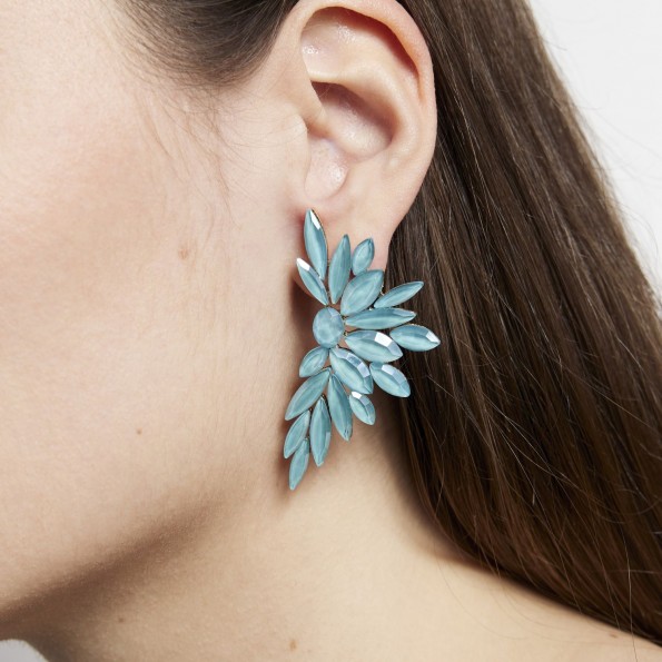 evening earrings - Turquoise crystal stud earrings EARRINGS