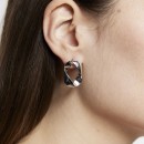 Square-rhodium on the ear hoops EARRINGS