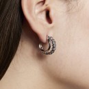Short double chain rhodium hoops EARRINGS