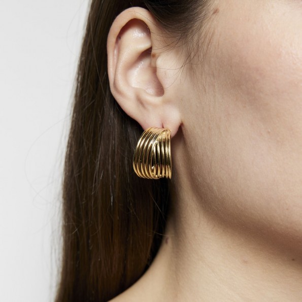 Multiple brass gold-plated hoops Hoops