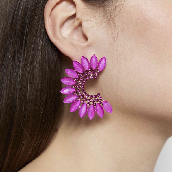 evening earrings - Fuchsia stunning over the ear earrings EARRINGS